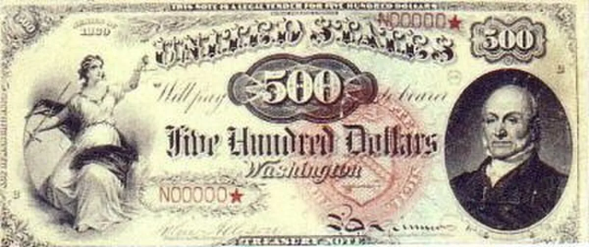 Historic US 500 dollar bill from the 1869 Legal Tender series
